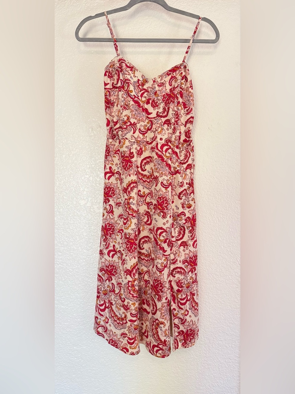 Jessica Simpson Pink and Cream Paisley Midi Slip Dress